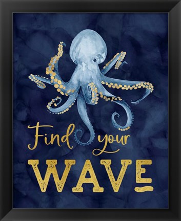 Framed Deep Blue Sea IX on Navy Print