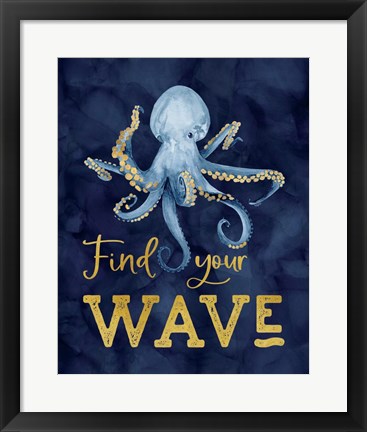 Framed Deep Blue Sea IX on Navy Print