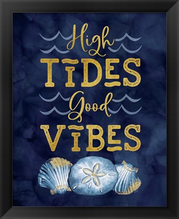 Framed Deep Blue Sea X on Navy Print
