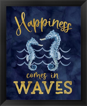 Framed Deep Blue Sea XI on Navy Print