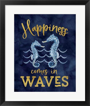 Framed Deep Blue Sea XI on Navy Print