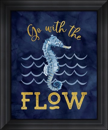 Framed Deep Blue Sea XII on Navy Print