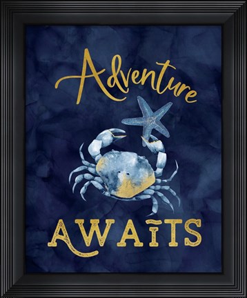 Framed Deep Blue Sea XIII on Navy Print