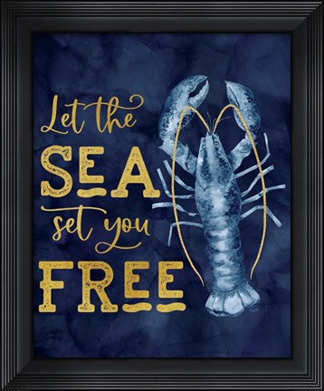 Framed Deep Blue Sea XIV on Gold Print