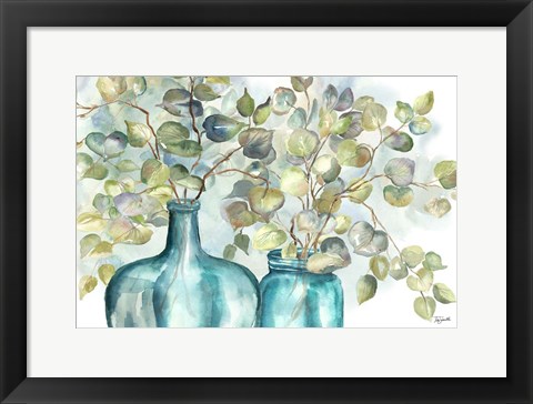 Framed Eucalyptus in Mason Jar I Print