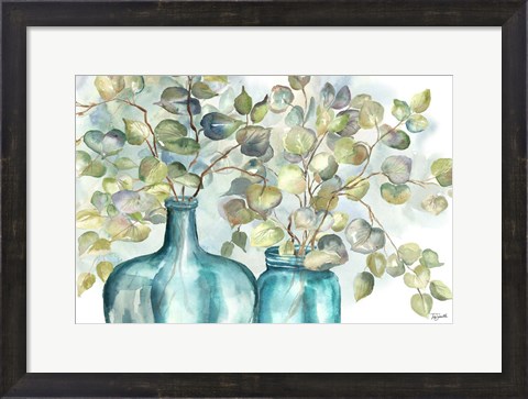 Framed Eucalyptus in Mason Jar I Print