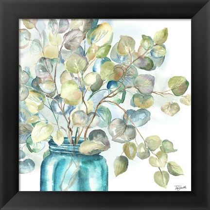 Framed Eucalyptus in Mason Jar II Print