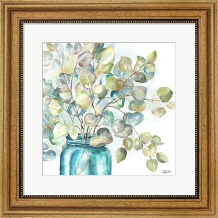 Framed Eucalyptus in Mason Jar II Print