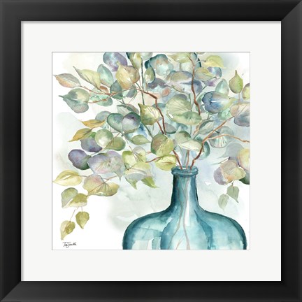 Framed Eucalyptus in Mason Jar III Print