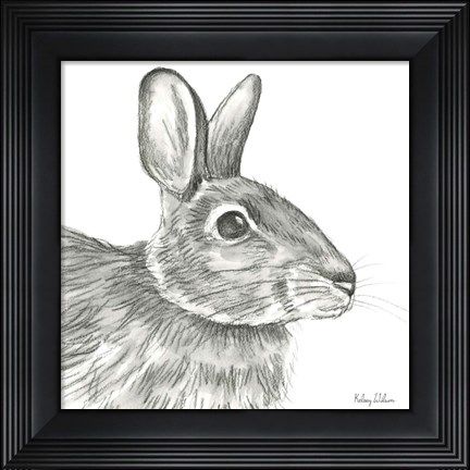 Framed Watercolor Pencil Forest II-Rabbit Print