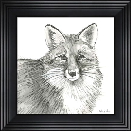 Framed Watercolor Pencil Forest III-Fox Print