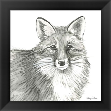 Framed Watercolor Pencil Forest III-Fox Print