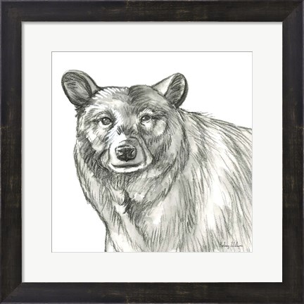 Framed Watercolor Pencil Forest V-Bear Print
