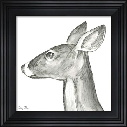 Framed Watercolor Pencil Forest VII-Doe Print