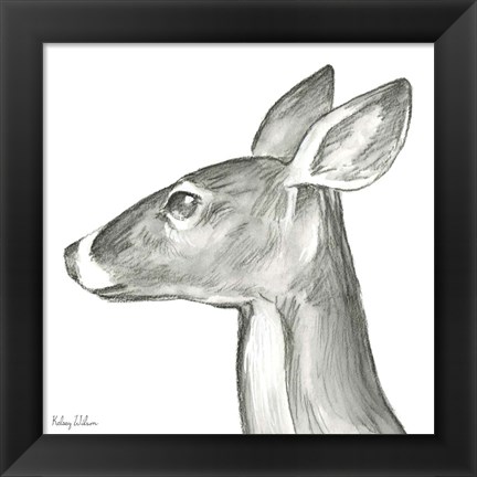 Framed Watercolor Pencil Forest VII-Doe Print