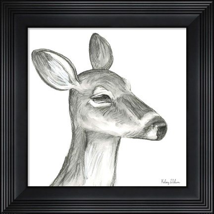 Framed Watercolor Pencil Forest IX-Fawn Print