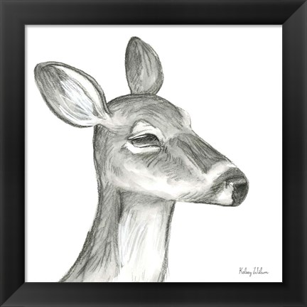 Framed Watercolor Pencil Forest IX-Fawn Print