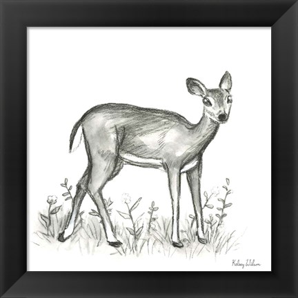 Framed Watercolor Pencil Forest XII-Fawn 2 Print