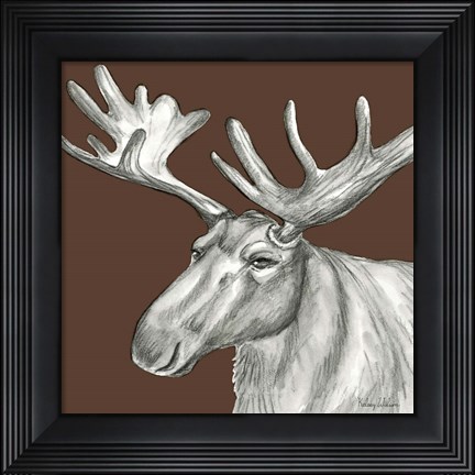 Framed Watercolor Pencil Forest color I-Moose Print