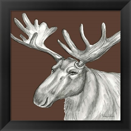 Framed Watercolor Pencil Forest color I-Moose Print