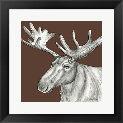 Framed Watercolor Pencil Forest color I-Moose Print