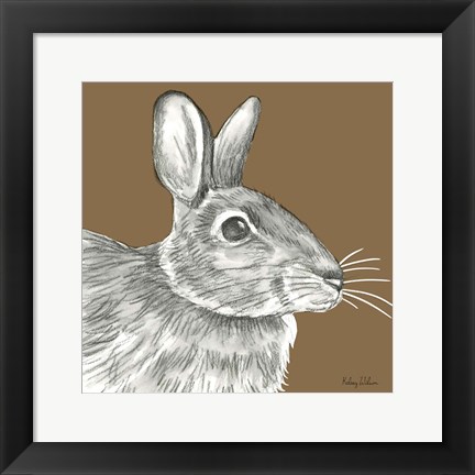 Framed Watercolor Pencil Forest color II-Rabbit Print