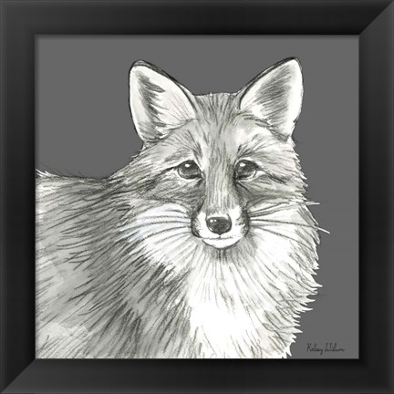 Framed Watercolor Pencil Forest color III-Fox Print