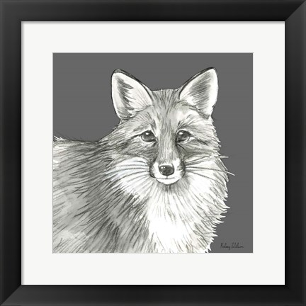 Framed Watercolor Pencil Forest color III-Fox Print