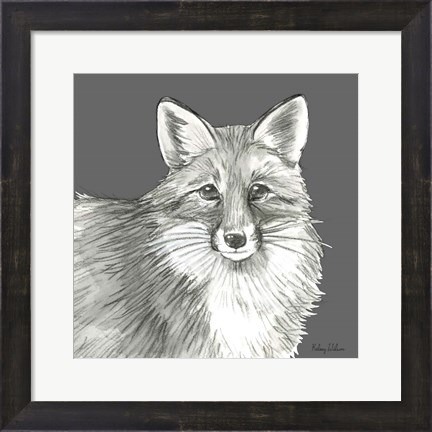 Framed Watercolor Pencil Forest color III-Fox Print