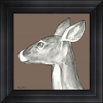 Framed Watercolor Pencil Forest color VII-Doe Print