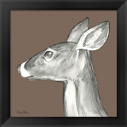 Framed Watercolor Pencil Forest color VII-Doe Print