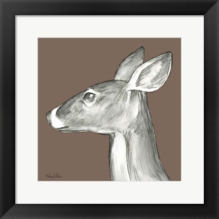 Framed Watercolor Pencil Forest color VII-Doe Print