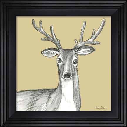 Framed Watercolor Pencil Forest color VIII-Deer Print