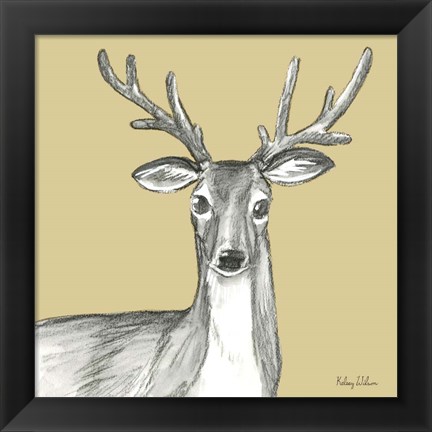 Framed Watercolor Pencil Forest color VIII-Deer Print