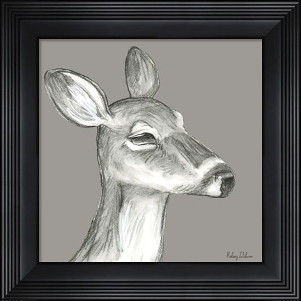 Framed Watercolor Pencil Forest color IX-Fawn Print