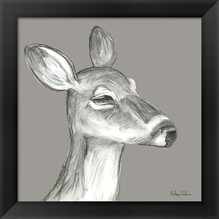 Framed Watercolor Pencil Forest color IX-Fawn Print
