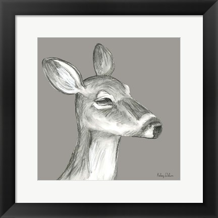 Framed Watercolor Pencil Forest color IX-Fawn Print