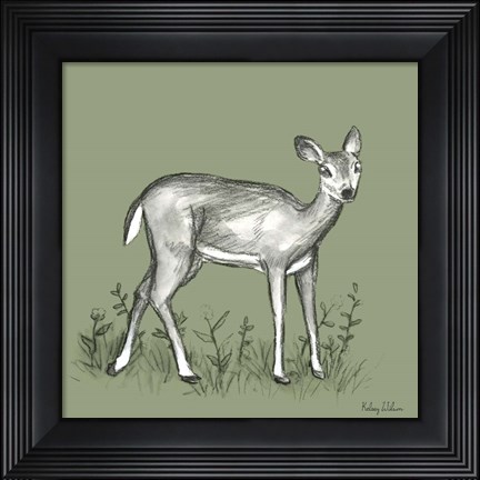 Framed Watercolor Pencil Forest color XII-Fawn 2 Print