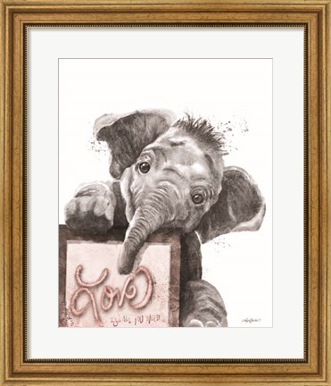 Framed Love is All You Need Elephant Print