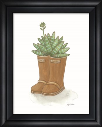 Framed Garden Boots Cactus Print