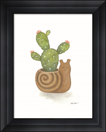 Framed Snail Planter Cactus Print
