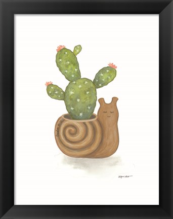 Framed Snail Planter Cactus Print