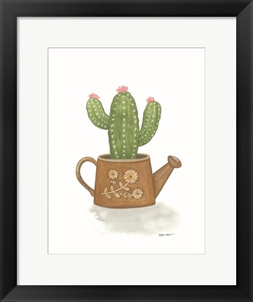 Framed Watering Can Cactus Print
