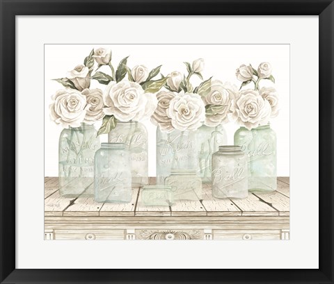 Framed Neutral Floral Parade Print