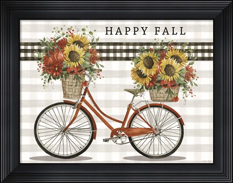 Framed Happy Fall Bicycle Print