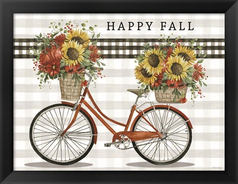 Framed Happy Fall Bicycle Print