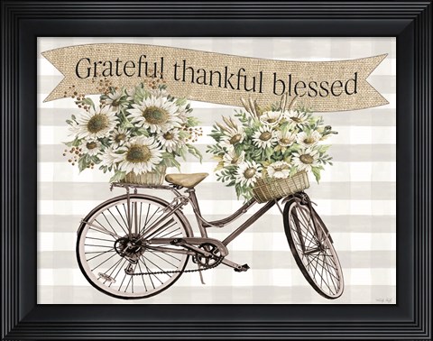 Framed Grateful, Thankful, Blessed Bicycle Print