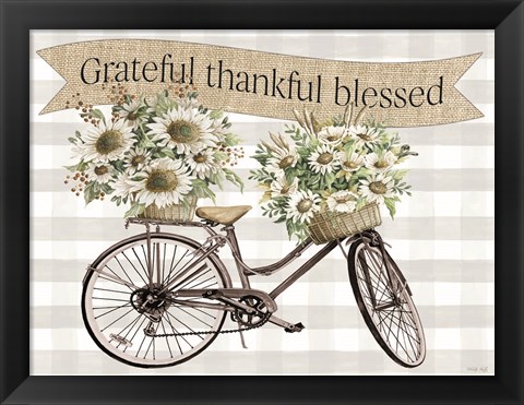 Framed Grateful, Thankful, Blessed Bicycle Print