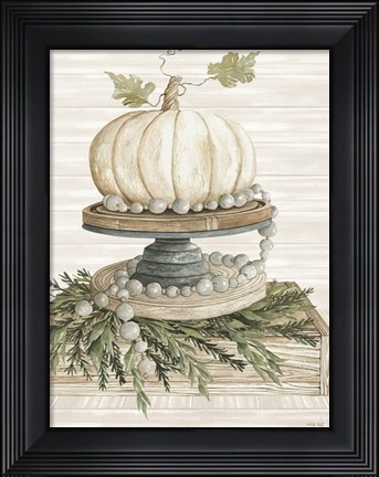 Framed White Pumpkin on Display Print