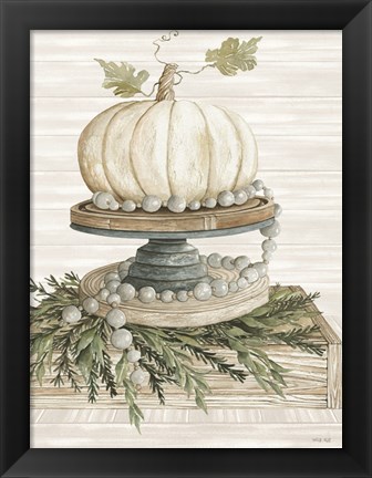 Framed White Pumpkin on Display Print